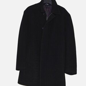 DKNY Italy Vintage Black Wool Men' s  Zip Coat Size Italy 50R